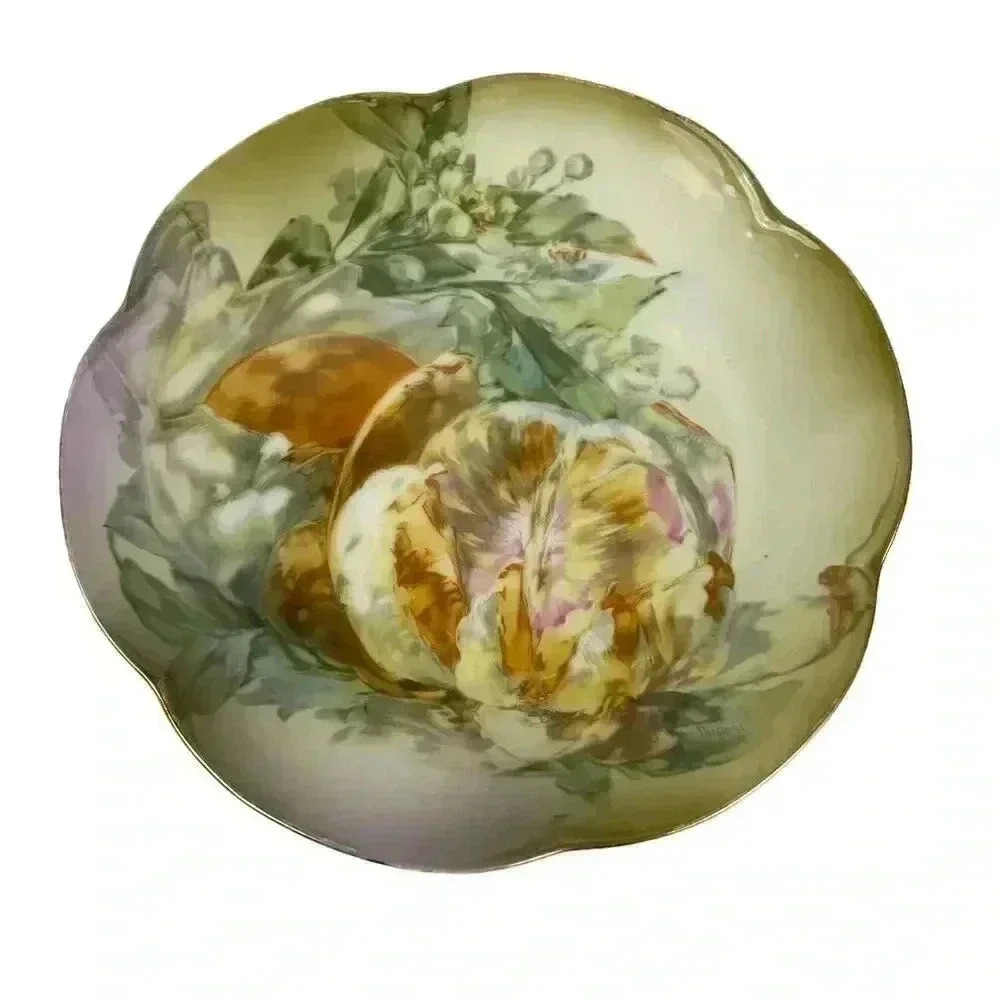 VTG JHR Bavaria Hand Painted 7”‎ Dessert Plate Floral Design Gold Trim